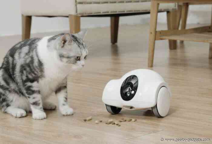 GULIGULI robot pet companion feeds, plays and offers two-way communication with your pet