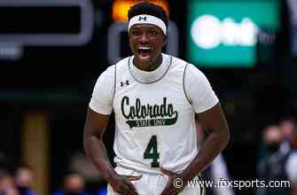 Isaiah Stevens snatches his defender’s ankles and buries a three as Colorado State trails early
