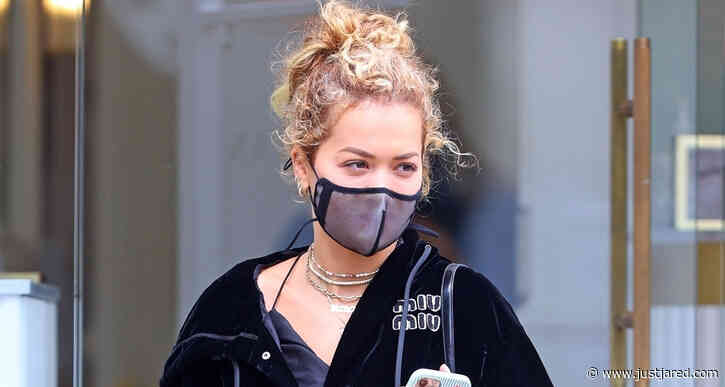Rita Ora Sports Black Velvet Tracksuit During Trip to the Spa in Sydney