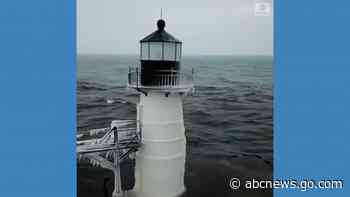 WATCH:  Lighthouse covered in ice amid plunging temperatures