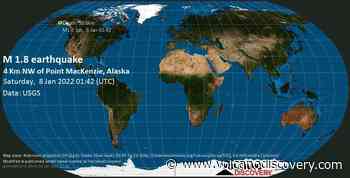 Quake info: Minor mag. 1.8 earthquake - 4 Km NW of Point MacKenzie, Alaska, on Friday, Jan 7, 2022 4:42 pm (GMT -9) - VolcanoDiscovery