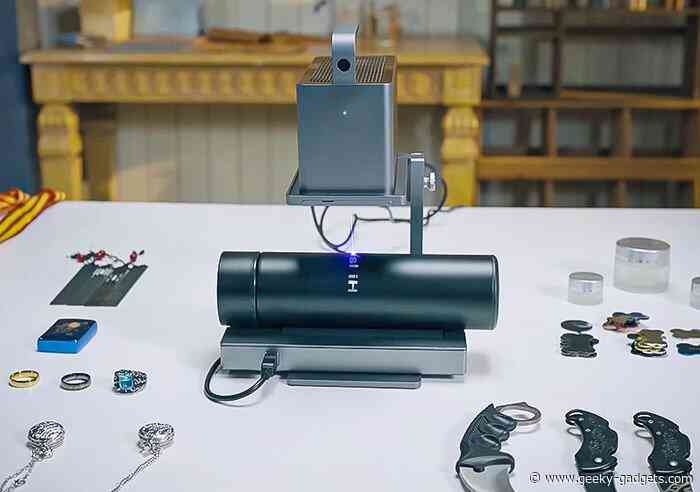 Small powerful laser engraving machine can engrave flat & cylindrical surfaces