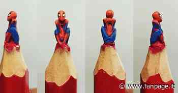 Spider Man scolpito sulla mina di una matita: è la micro opera d’arte di Gianluca Veggia - Fanpage.it