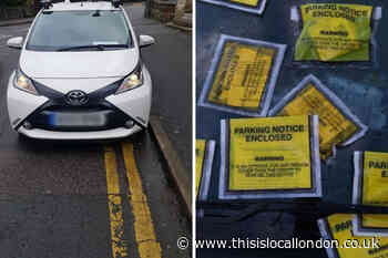 Bexley Council traffic officer parks on double yellow lines