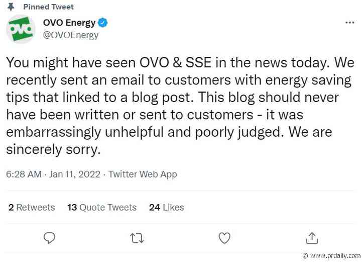 British energy supplier OVO Energy apologizes for ‘unhelpful’ advice, the rise of ‘scrollytelling’, and Fed vice chair resigns following stock scandal