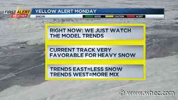 First Alert Weather: Bitter cold headed into the weekend with Yellow Alert for potential snow Monday