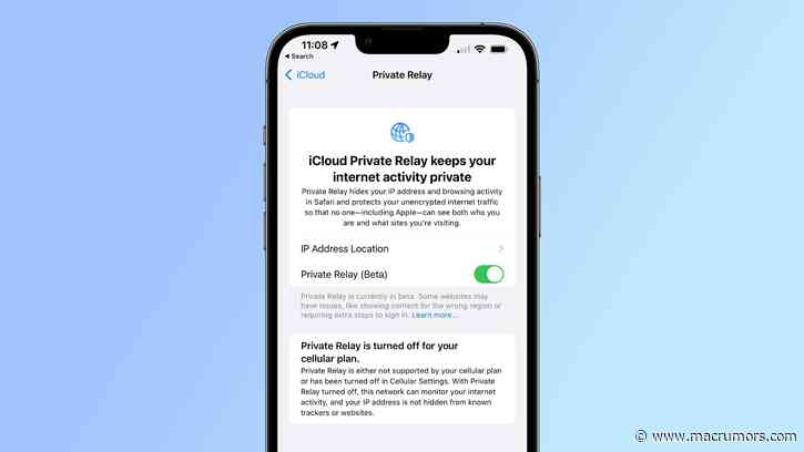 Apple Clarifies iCloud Private Relay Wording in iOS 15.3 to Prevent Confusion Over Carrier Support