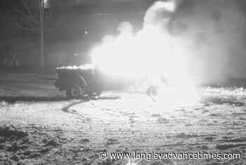 VIDEO: Aldergrove pickup driver loses vehicle to fire after attempted doughnuts – Langley Advance Times - Langley Advance Times