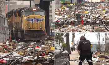 Video captures thousands of damaged packages on LA train tracks left behind by cargo looters
