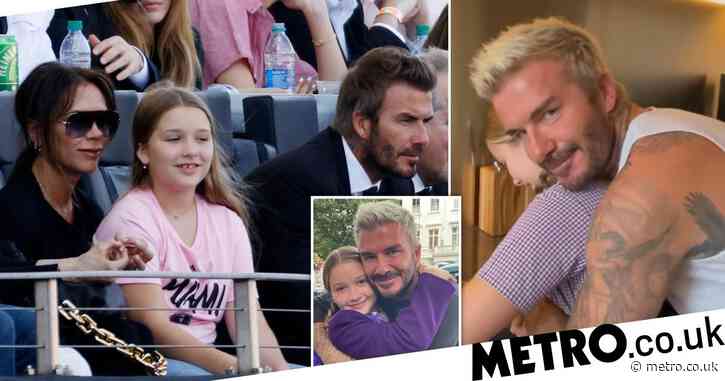 David Beckham kisses 10-year-old daughter Harper on the lips and expertly ignores the haters