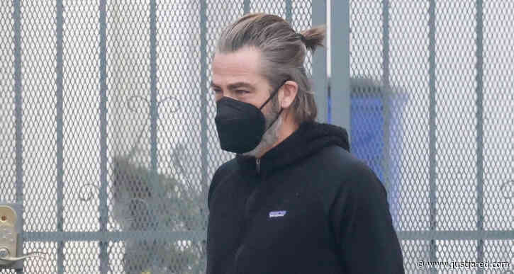 Chris Pine Puts His Hair in Tiny Ponytail While Out Getting Coffee