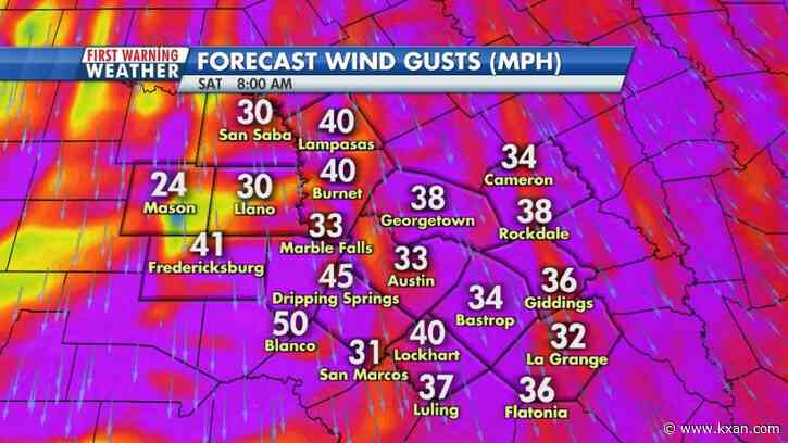 Strong, potentially damaging wind gusts on Saturday