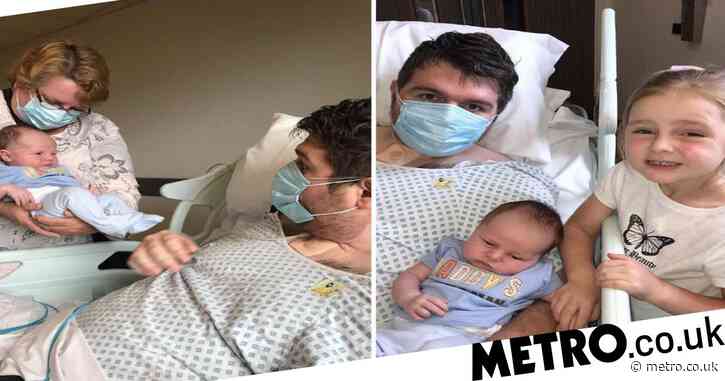 Dad meets newborn son for first time after being in Covid coma for five weeks