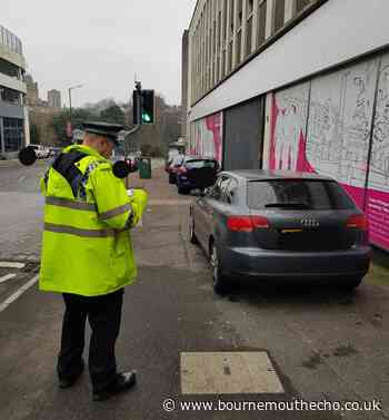 Six cars obstruct pavement in Bournemouth town centre