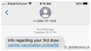 eHealth Saskatchewan warns public about COVID-19 vaccine text scam