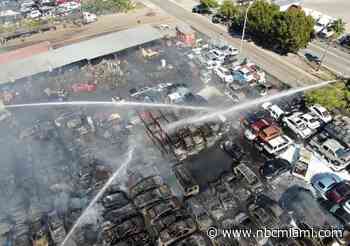 Multiple Fire Rescue Crews Deployed to Large Junkyard Fire in Opa-Locka