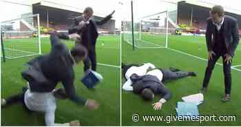 Crazy football moments: Chris Sutton smashed by slide tackle out of nowhere on TV in 2017 - GIVEMESPORT