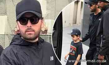 Scott Disick wears a black track suit as he goes jewelry shopping with son Reign in Beverly Hills - Daily Mail