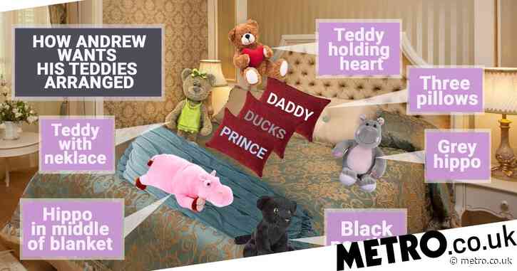 Maids had ‘sketch of exactly where Andrew’s teddy bears had to go on his bed’