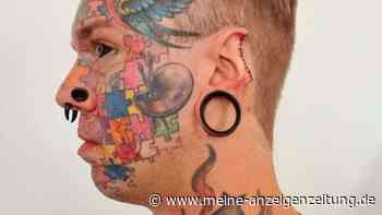 Gesichtsverwandlung mit Puzzle-Tattoo und halben Ohren