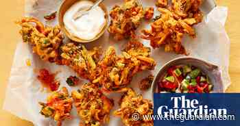 Thomasina Miers’ recipe for purple sprouting broccoli and gram flour bhajis - The Guardian