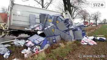 Unfall auf der B321 bei Parchim: Laster wird vom Sturm erfasst und landet im Straßengraben | svz.de - svz – Schweriner Volkszeitung