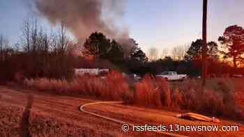 Crews respond to 2-alarm fire on Carolina Road in Suffolk