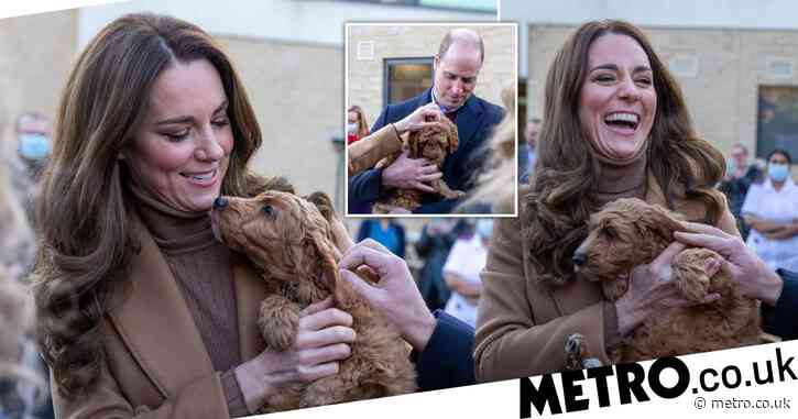 Kate warns her dog ‘might get upset’ as she snuggles adorable therapy cockapoo