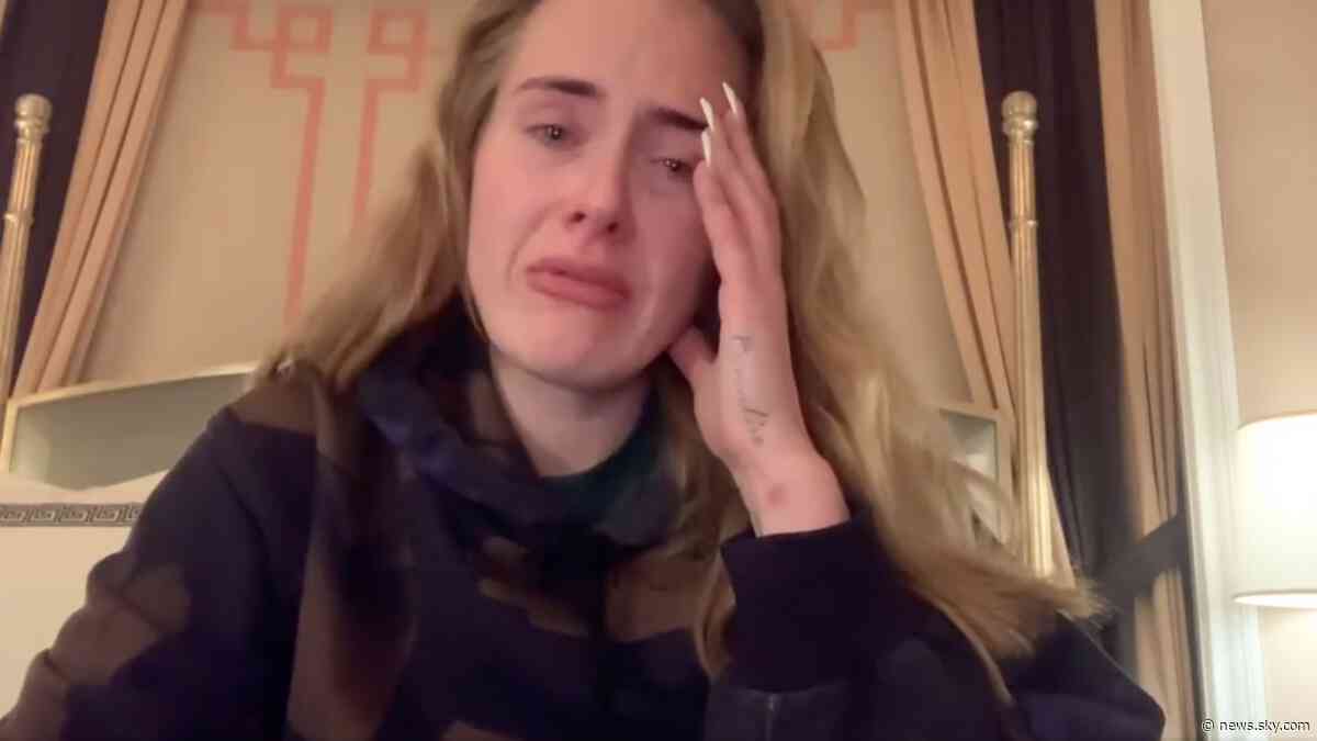 Adele in tears as she is forced to reschedule Las Vegas residency - Sky News