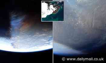 Ash from the underwater volcanic eruption in Tonga is seen from SPACE