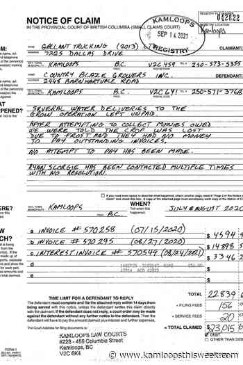 Companies seek pay for goods, services to pot farm - Kamloops This Week