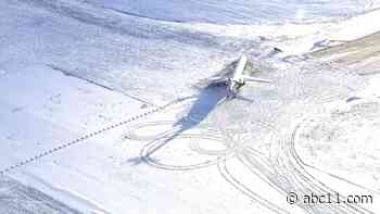 Chopper 11HD flies over snow covered central North Carolina