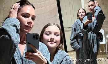 Victoria Beckham enjoys relaxing spa day with daughter Harper, 10, as they sport dressing gowns