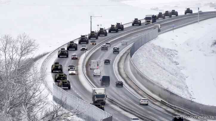 Calgarians #StandWithUkraine for rally at the Peace Bridge