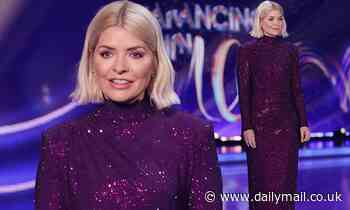 Dancing On Ice 2022: Holly Willoughby shows off her frame in glittering high neck purple maxi dress
