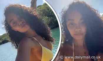 Leigh-Anne Pinnock showcases her incredible physique in a tiny yellow bikini in the Caribbean