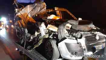 Nel Barese scontro fra un'auto e un camion in panne fermo a bordo strada: morti due fratelli. C'è un ferito g… - La Repubblica