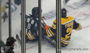 Referee Francois St. Laurent Takes Out Bruins' Forbort - scoutingtherefs.com