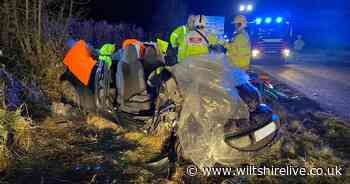 Wiltshire fire crews post dramatic pictures of wreckage after crash near M4 - Wiltshire Live