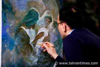 Ruholamin creates new painting on birth of Fatima (SA) in live stream - Tehran Times