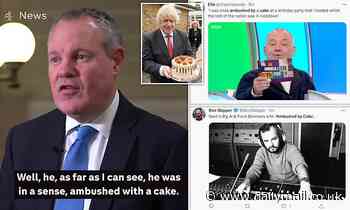 Tory minister Conor Burns says Boris Johnson was 'ambushed' with cake at 'birthday party' in No10