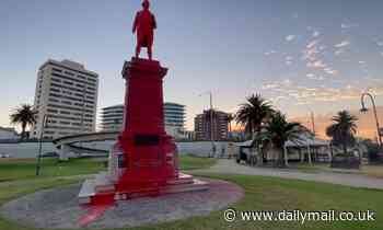 Vandals target Captain Cook's statue on Australia Day and cover it with bright red paint