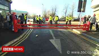 Row over barriers near Nottingham Forest's City Ground - BBC News