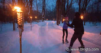 You can go skating through a forest lit up with torches north of Toronto - blogTO