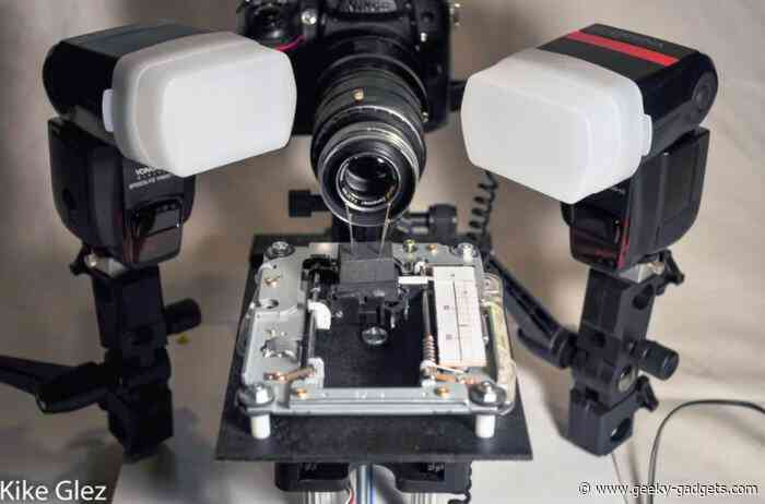 Macro photography studio built using old CD ROM drive