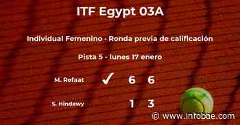 Merna Refaat pasa de ronda del torneo de El Cairo - infobae