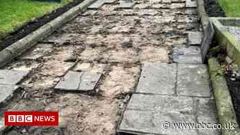 Lancashire church path flagstones ripped up and stolen