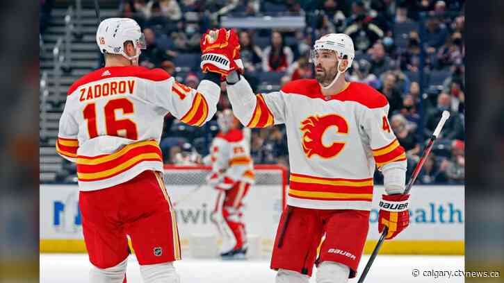 Flames fire record 62 shots on goal, rout Blue Jackets 6-0