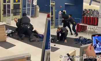 Two NYPD cops take down shoplifter in wild video at Marshalls store with staff are told to call 911