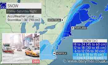 Nor'easter bearing down on the east coast could drop TWO TO THREE FEET on parts of New England